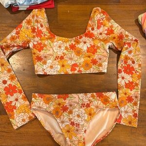 Kids Retro floral long sleeve Art Class bikini